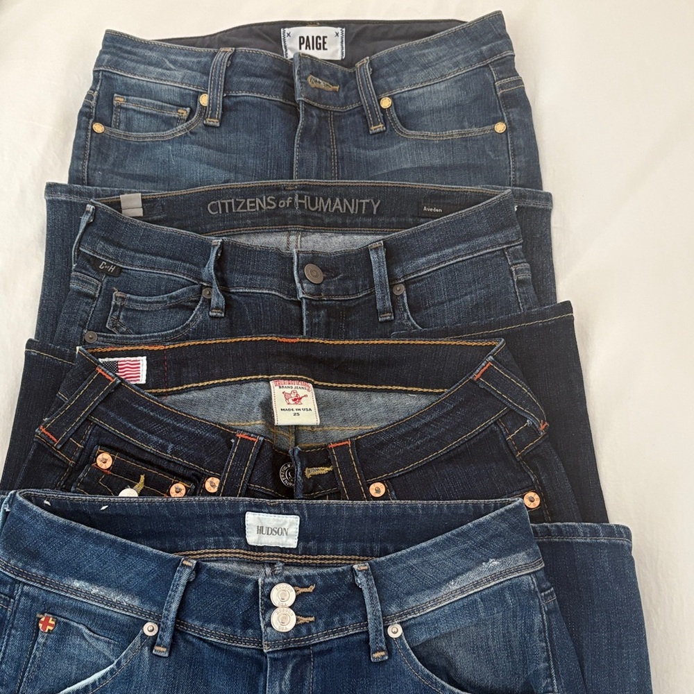 Bundle of 4 Denim Skinny Jeans/ Size 25/ True Religion/ Hudson etc